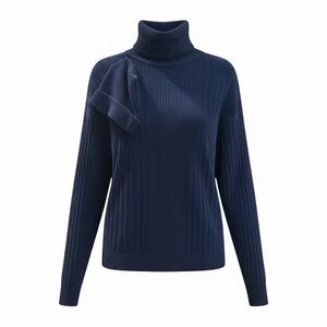 Elegant Navy 100% Acrylic Turtleneck Sweater